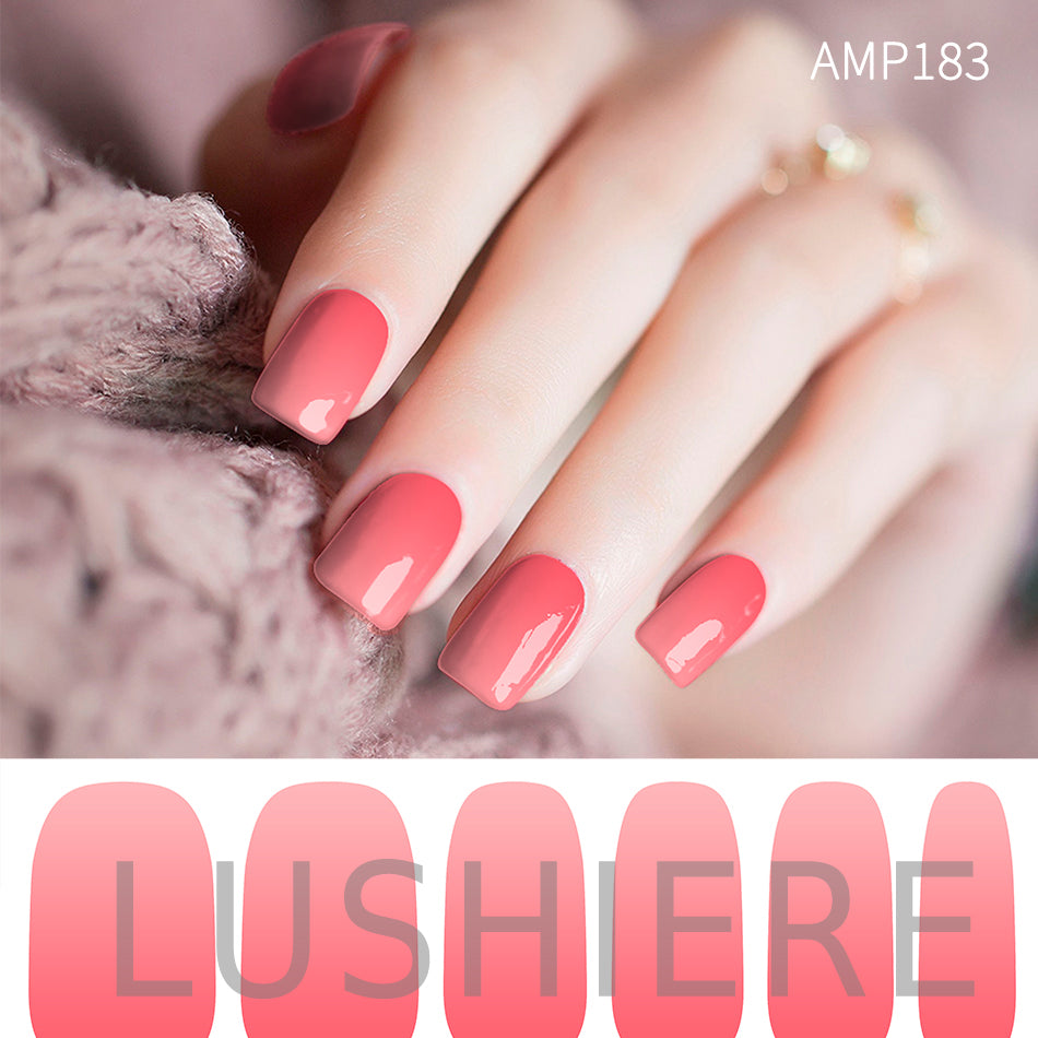 Image of manicured hand wearing nail wraps nail stickers in Pink Gradient design