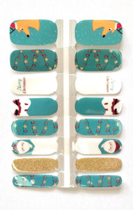 Nail Wraps | Xmas Baubles (green and gold)