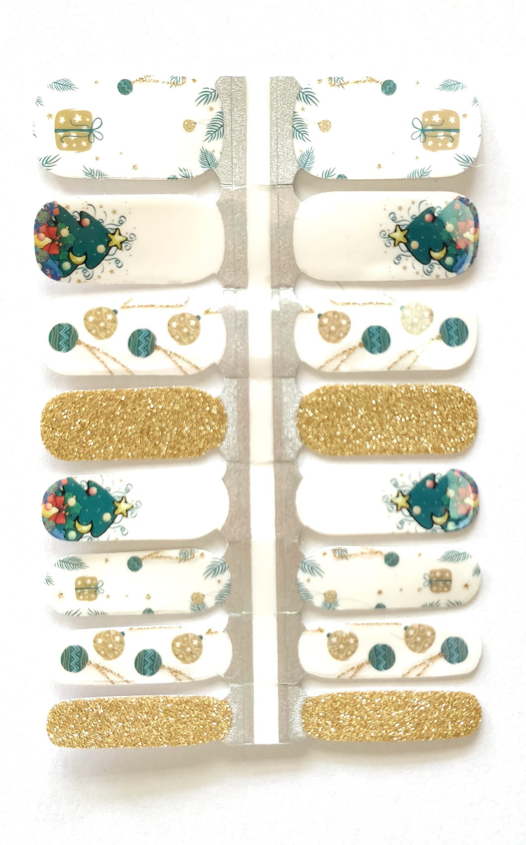 Nail Wraps | Xmas Trees and Gold Glitter